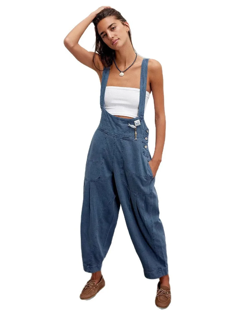 ملابس نسائية من Street Sle من قماش الدنيم فضفاضة تناسب عالية الخصر سراويل ثي الدنيم باللون الأزرق مقاومة للاهتراء وقابلة للتنفس