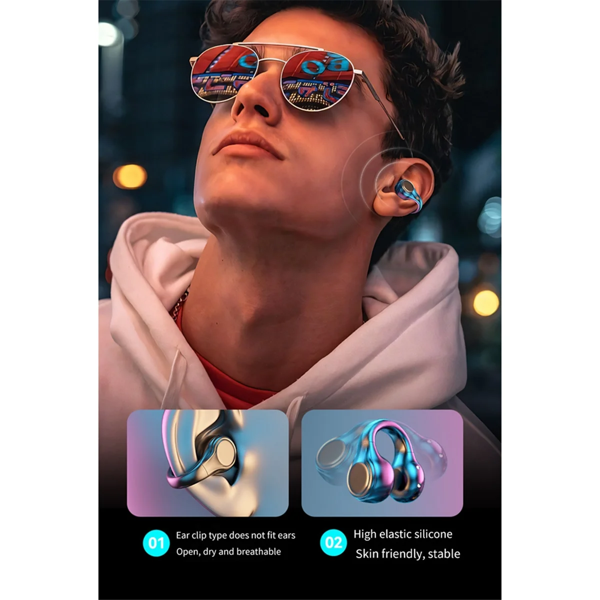 

Популярная подвесная беспроводная гарнитура с воздушной проводимостью, Bluetooth 5,3, стереогарнитура, наушники с беспроводной зарядкой, белые