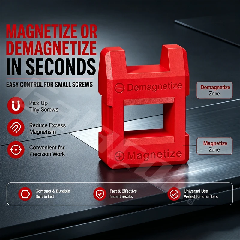 Mini Magnetizer Demagnetizer Screwdriver Magnetic Utility Pickup Tool Suitable for Screwdriver Bits Electric Drill Bits