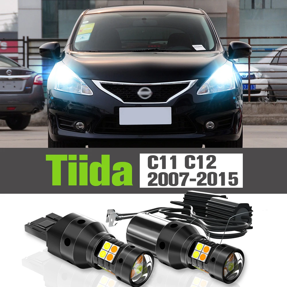 

2x LED Dual Mode Turn Signal+Daytime Running Light DRL Accessories Lamp For Nissan Tiida C11 C12 2007-2015 2010 2011 2012 2013