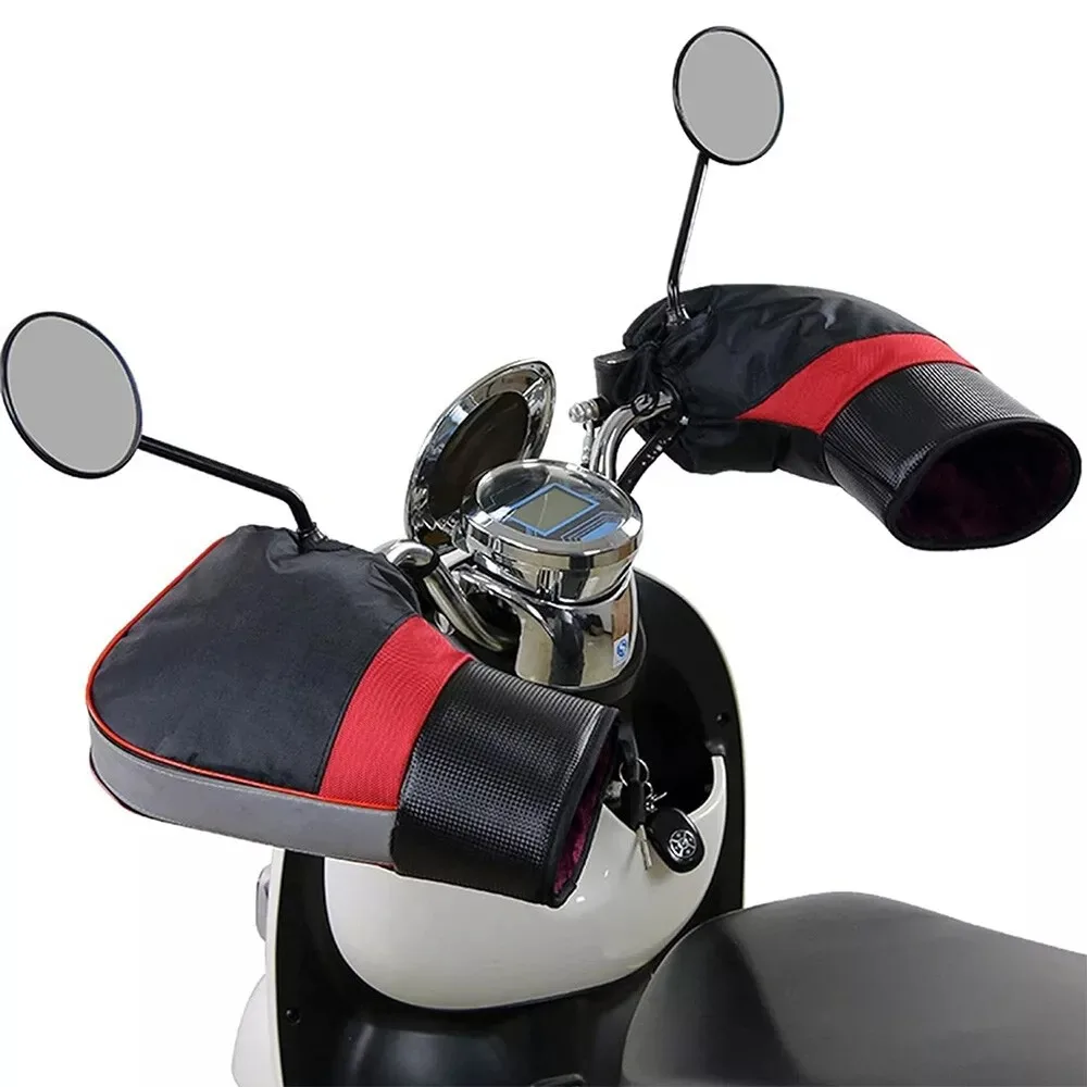 

Thickened Motorcycle Windproof Gloves With Reflective Strips Cold Protection Scooter Warm Handle Muffs Waterproof