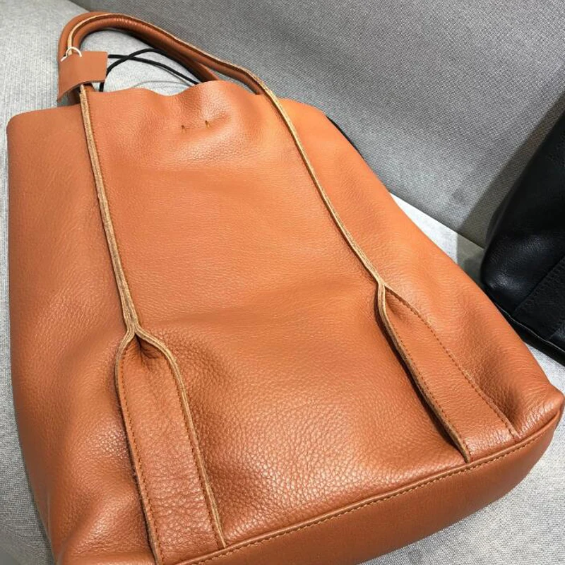 Natural Leather Shoulder Bag Vintage 100% Real Cowhide Handbags Casual Top Quality Solid Tote Women Purse