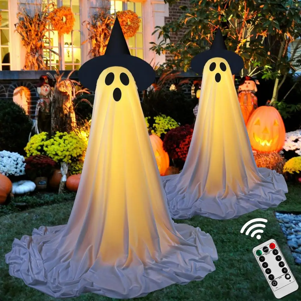 Height Adjustable Ghost Decor Halloween Decorations Spooky Halloween Ghost Decorations Set for Outdoor Yard Light-up for Easy