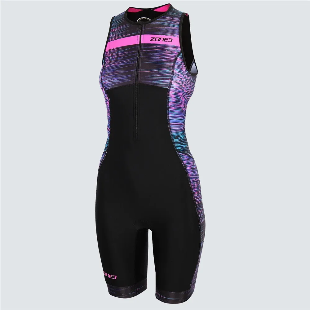 Zone3 Women Cycling Skinsuit Triathlon Suit Cycling Sleeveless Swimwear Roupa Ciclismo Running Swimming Bike Bodysuit Jumpsuit