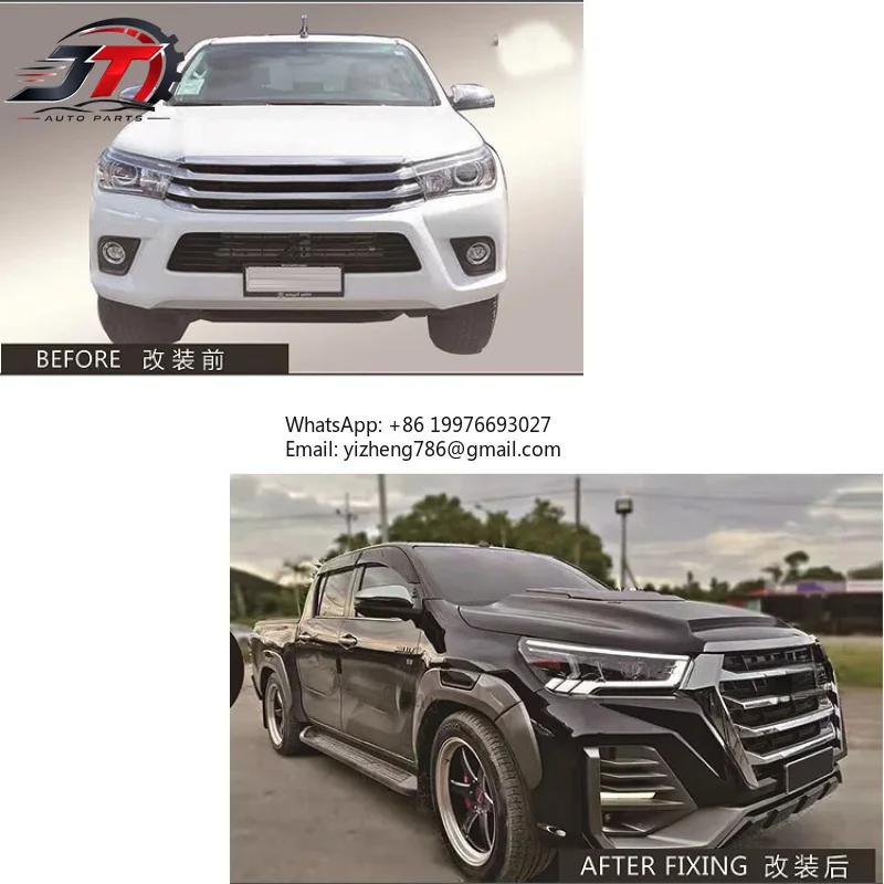 New style Auto Accessories Front Bumper Headlight Grille Revo Upgrade Hilux LMJ X-Men Style Body Kit for Toyota Hilux 2016-2019