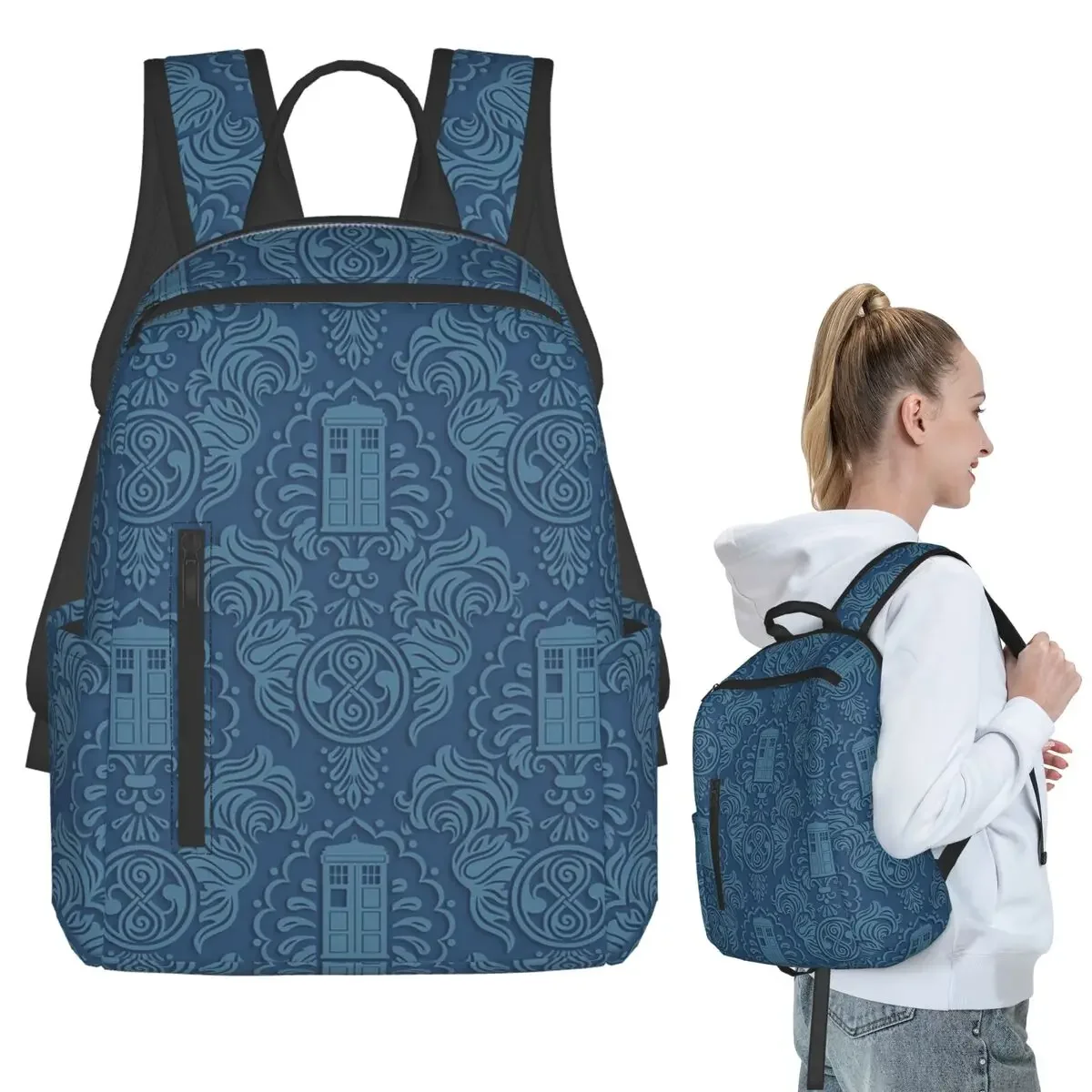 

Doctor's Damask Backpack Student Boys Girls BookBag Children School Bag Laptop Shoulder Bags for Men Women