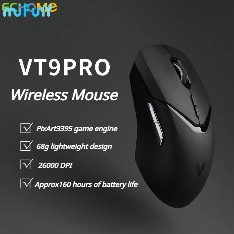 MiFuny VT9PRO Wireless Mouse 26000DPI Lightweight Chargeable Dual-mode Gaming Mouses for Office E-sports Game Computer Laptop