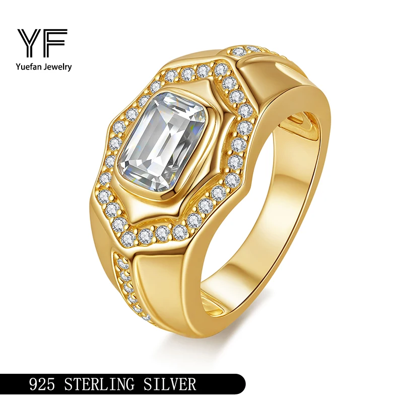 

S925 Silver Moissanite HipHop Cuban link Ring 2CT D VVS1 Certified HipHop Style Jewelry Personalized rings Valentine's Day Gift