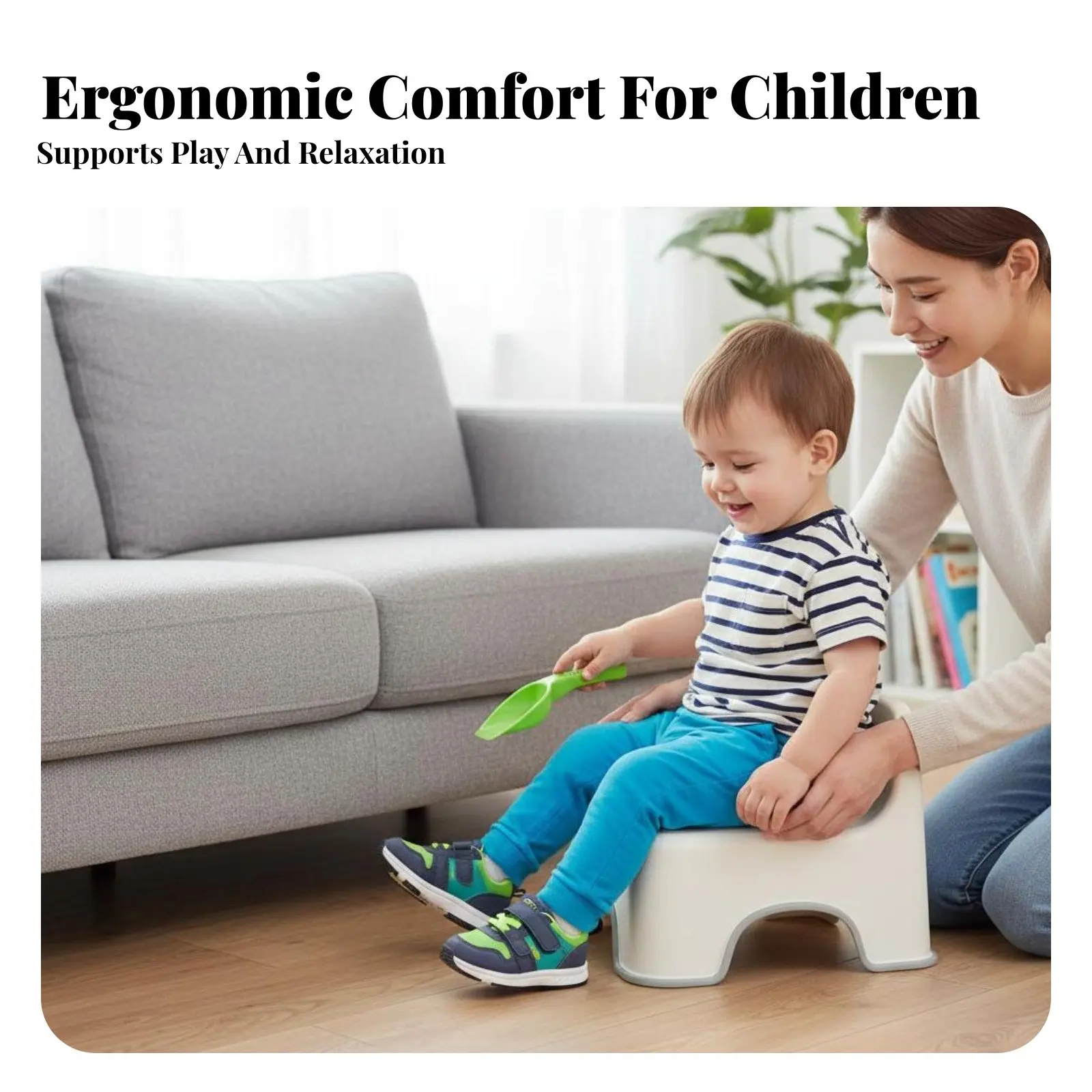 Sedia Da Pavimento Con Supporto, Sgabello Basso Versatile, Perimetri Arrotondati, Inodore, Per Bambini Piccoli, Ingresso, Sala Giochi, Bagno