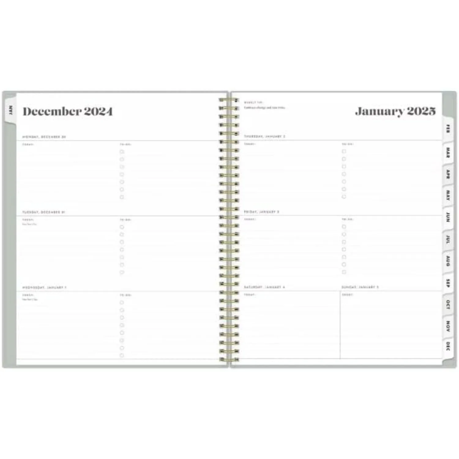 January 2025 December 2025 Year round Weekly/Monthly Planner, Size 11