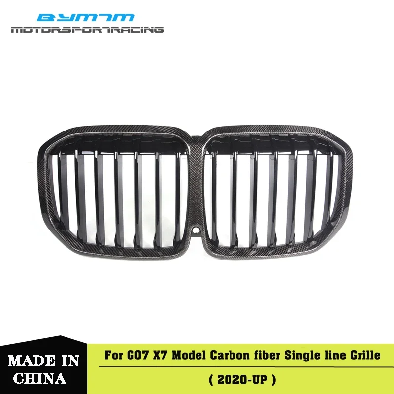 

Single line ABS+ Real Dry Carbon fiber ABS Front Bumper Kidney Replacement Grille Car accessories For BMW G07 X7