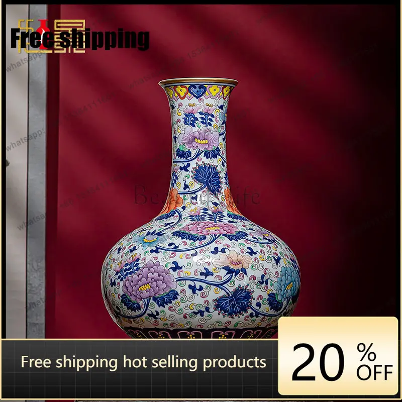 HOT Jingdezhen ceramic vase porcelain ornament antique blue and white porcelain light luxury high-end large porcelain vase