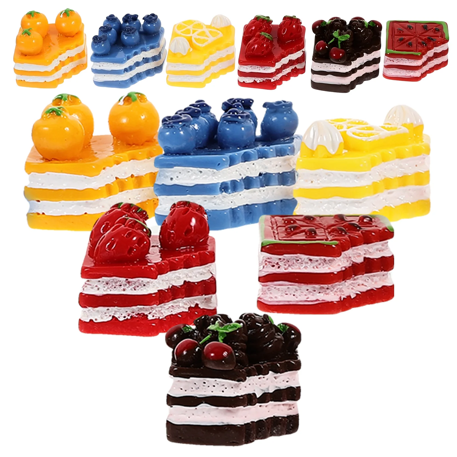 

12 Pcs Miniature Resin Cake Decorations Simulated Dessert Model Accessories Mini House Supplies Bright Colors