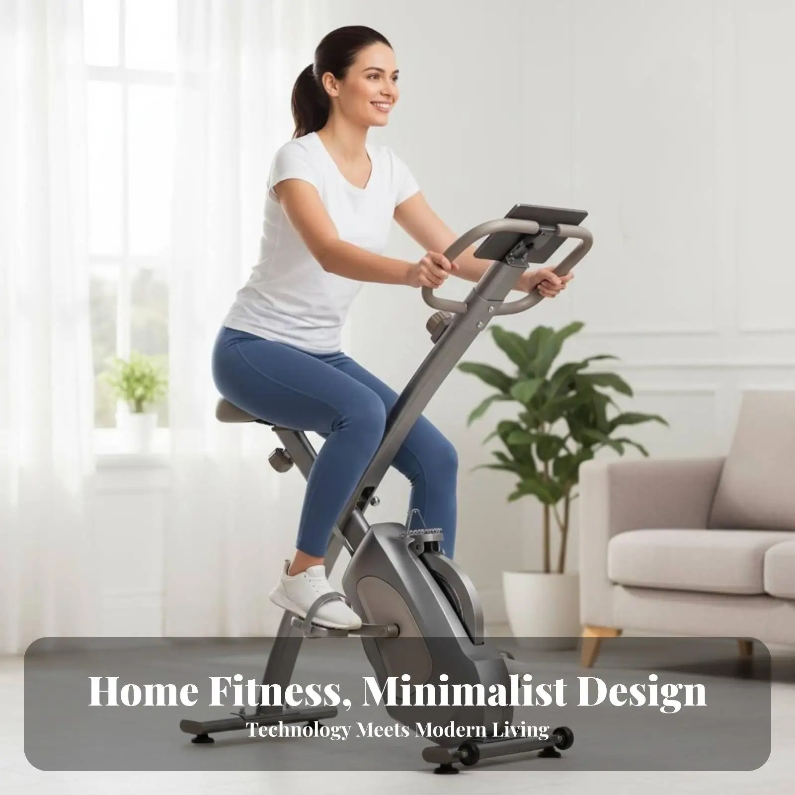 Home Exercise Bike with Foldable Frame for Easy Storage Quiet Tension System Adjustable 8 Level Resistance Indoor Upright