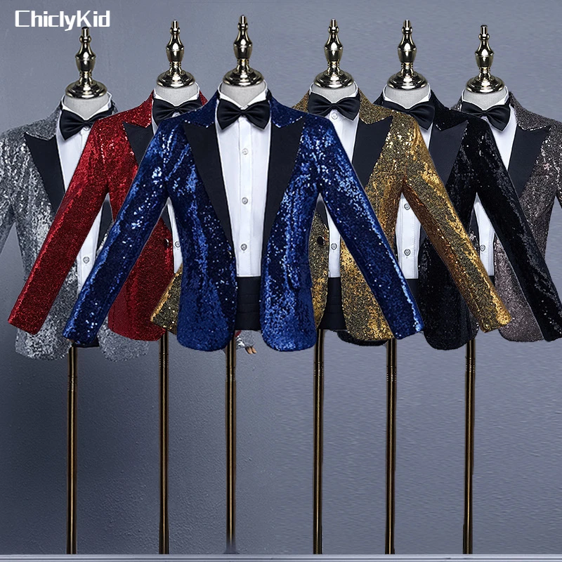 

Boys Sequin Dance Jacket Kids Choir Shining Blazer Formal Dress Suit Child Wedding Party Top Clothes Toddler Performance Costume