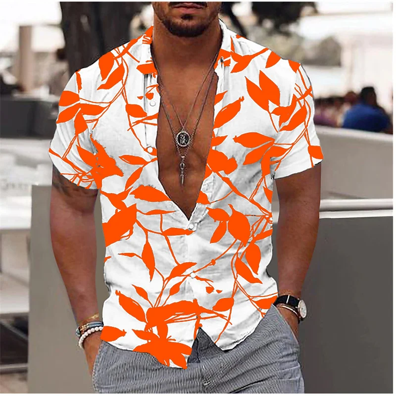 

Men's 3D Printed Shirt Single Breasted Multicolor Maple Leaf Casual Cardigan Long Sleeve Shirt Fashion Tops Menswear