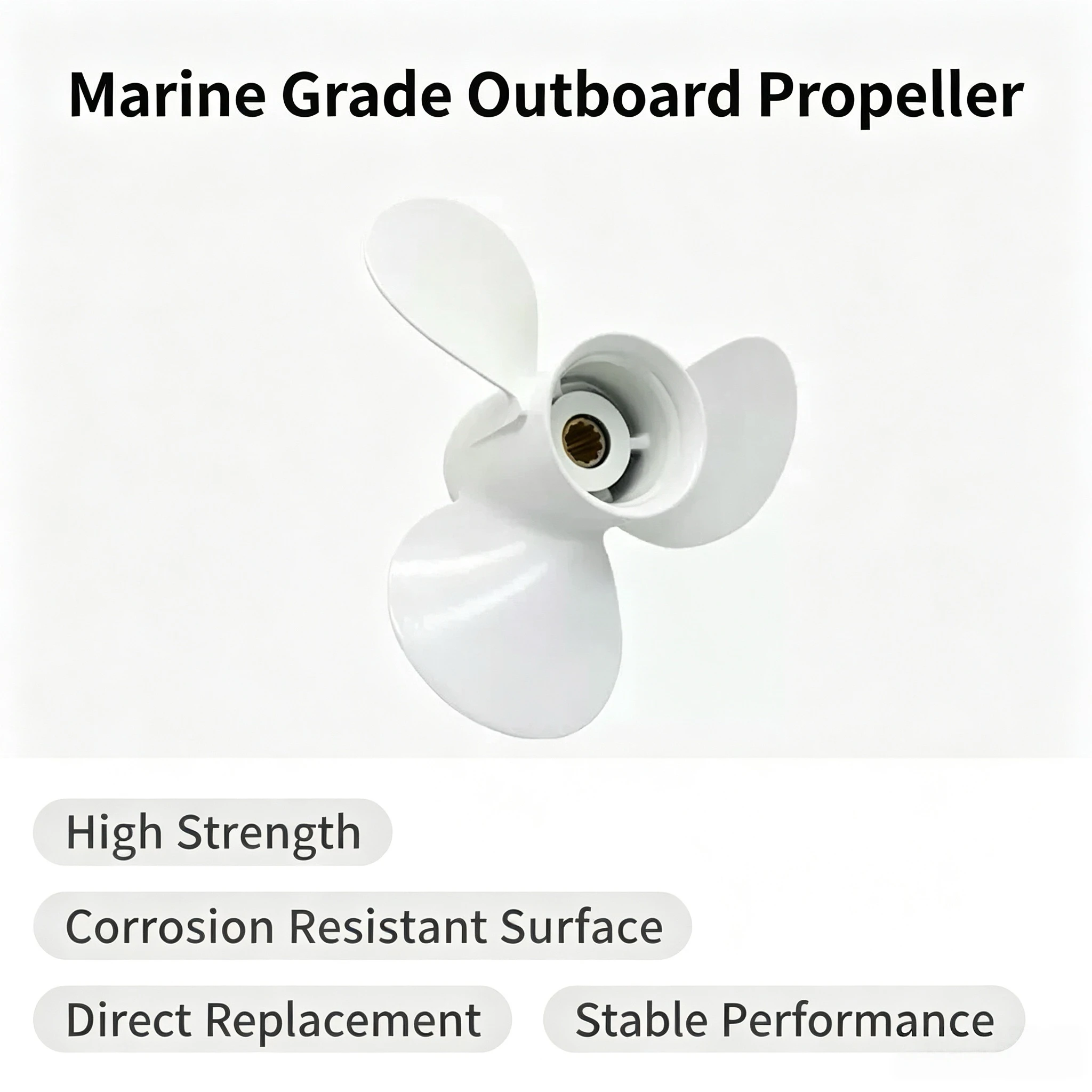 OUTBOARD PROPELLER 9 7/8X9-F, 3 BLADES 10 SPLINE ALUMINUM SCREW, FITS YAMAHA 25HP 30HP OUTBOARD ENGINE, PART# 664-45941-01-EL