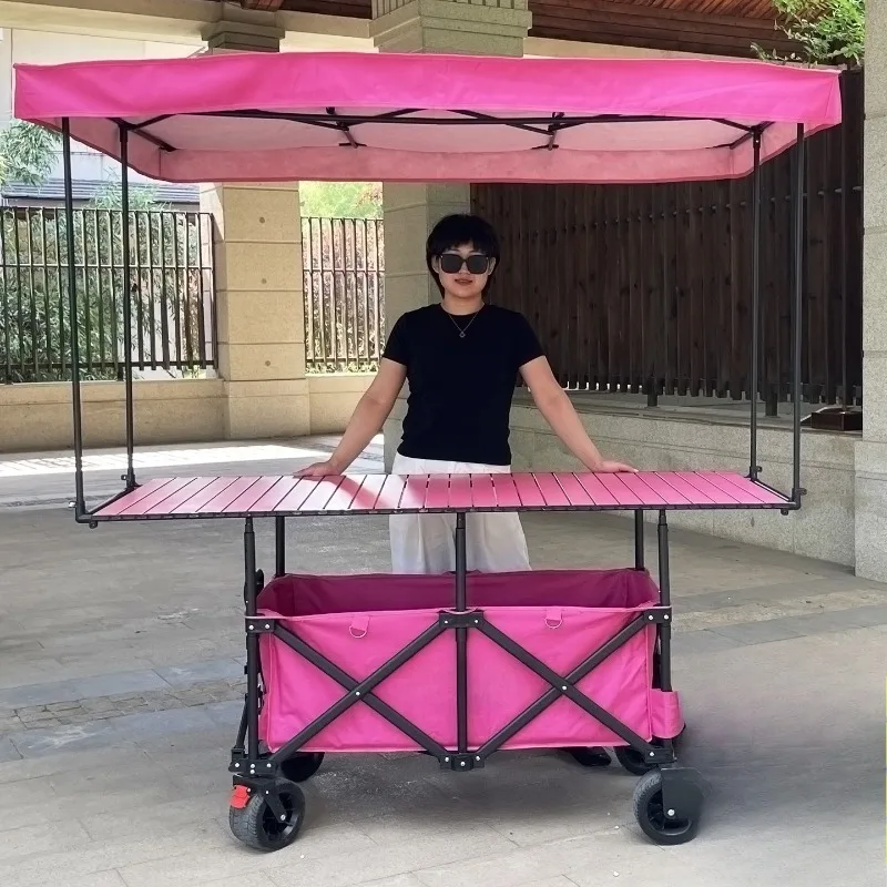 Verkaufsstand mit Sonnenschirm, 60 mm breitem, verstellbarem Klapptisch und Sonnenschutzdach für Straßenverkaufsstände, Campingplätze und Imbisswagen