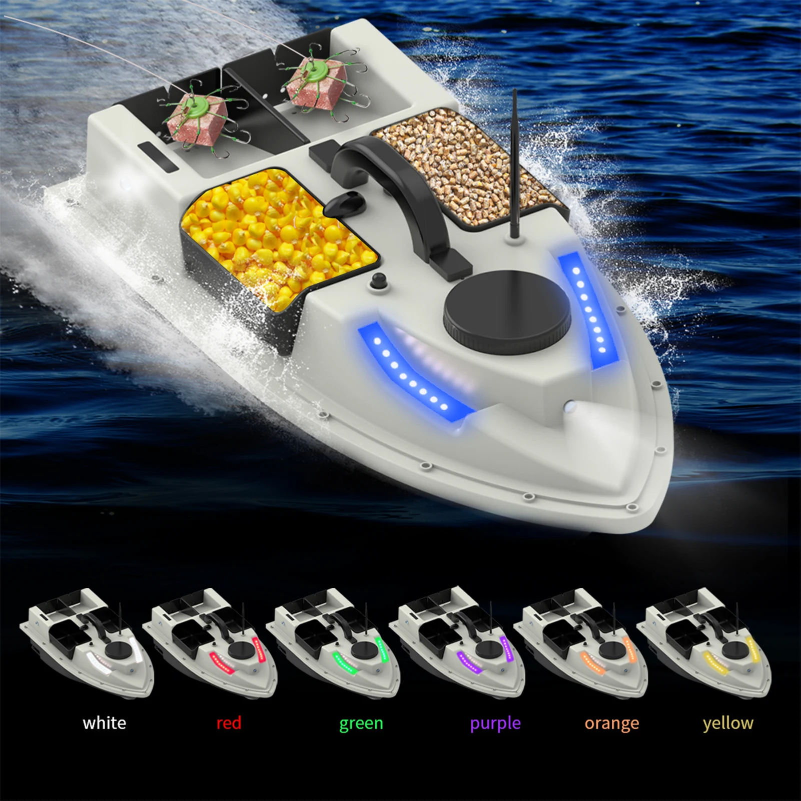 D19 GPS RC Bait Boat 500M Wireless Remote Control Fishing Bait Boat Fishing Feeder Boat Ship with 4 Bait Containers 2KG Load