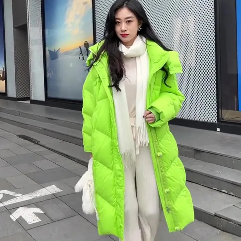 

Женское хлопковое пальто с капюшоном, новинка зимы 2024, Корейская Толстая теплая парка с высоким воротником, свободная приталенная удобная куртка, женская верхняя одежда