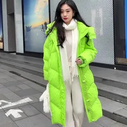 Women's Hooded Down Cotton Coat 2024 Winter New in Korean Thick Warm Turtleneck Parka Loose Slim Cozy Jacket Outwear Female