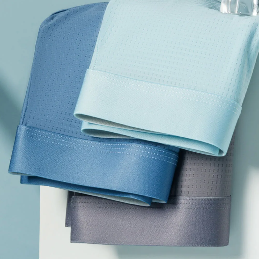 

Seamless Fashion Men Ice Silk Mesh Transparent Underwear Briefs Comfortable Pouch Middle Waist Panties Tanga