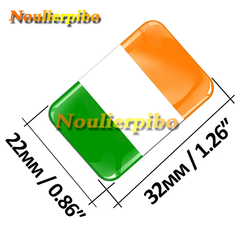 3D Gel Silicone Dome Ireland Badge National Flag Car Sticker Vinyl Die Cut Decal Motorcycle Helmet Auto Body Window Decal