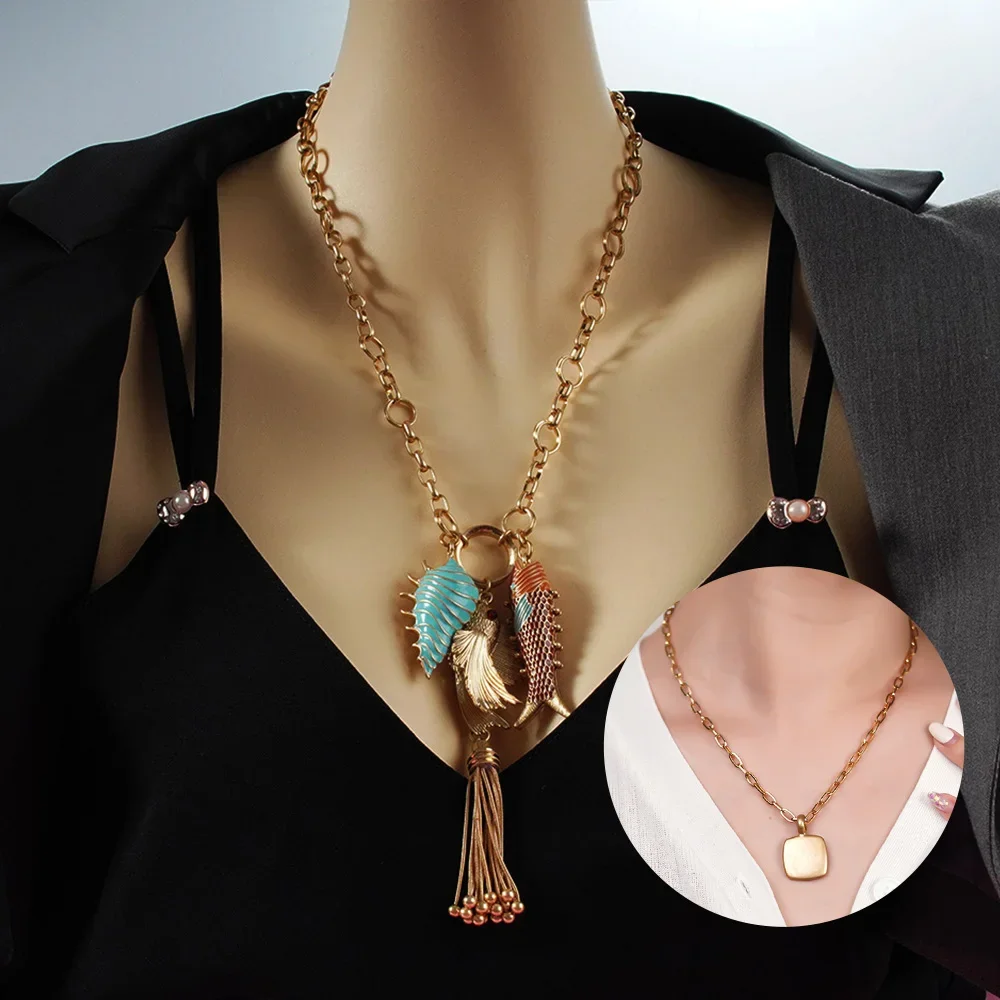 

Square Necklace Women Fish Pendant Beach Party Birthday Fashion Jewelry Accessories Fashion Simple