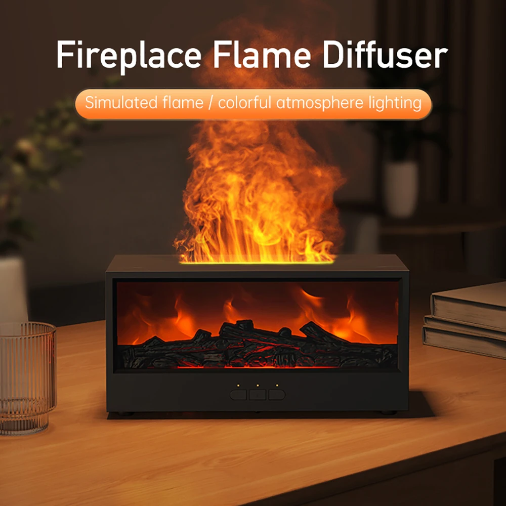 Hot Selling Electric Remote Control Ultrasonic Humidifier Flame Aroma Diffuser 7-Color LED Light Timer Function Quiet for Home
