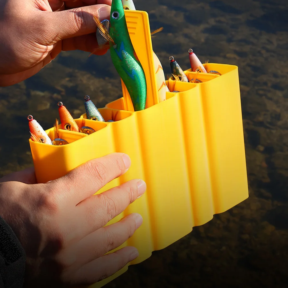 24 شبكة Webfoot الأخطبوط Egi صندوق تخزين مُنظِم مع ثلاثة أضعاف الطعم على شكل سمكة حاوية صلبة إغراء أداة البحر ملحقات الصيد