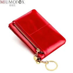 Women Real Leather Small Wallet Lady Leather Mini Change Bag Short Wallet Femal Coin Purse Girls Card Holder Key Chain Handbag