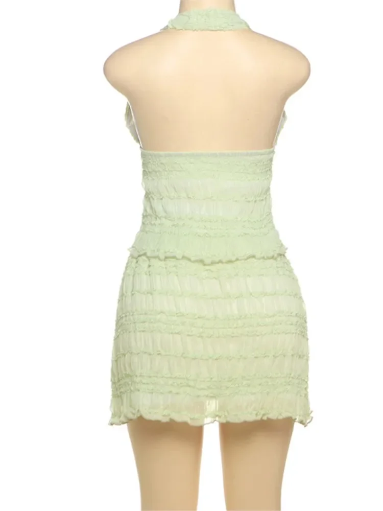 Costume da bagno Gonna Cover-up Set da 2 pezzi Top corto da donna e minigonna Costume da bagno Moda Solid Hollow Sexy Beach Cover Up Outfits