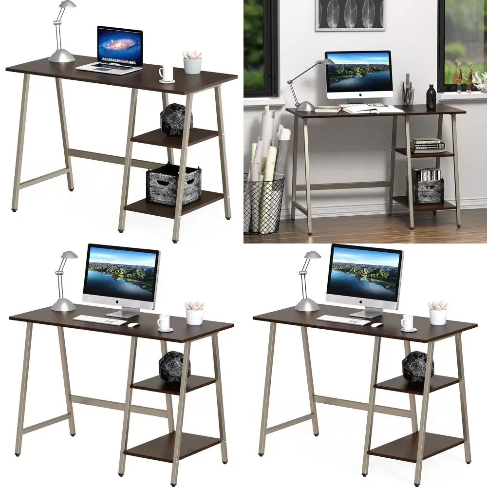 

43 Office Trestle Desk with Open Storage Shelves