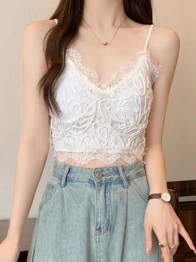White Lace Crop Top… - image