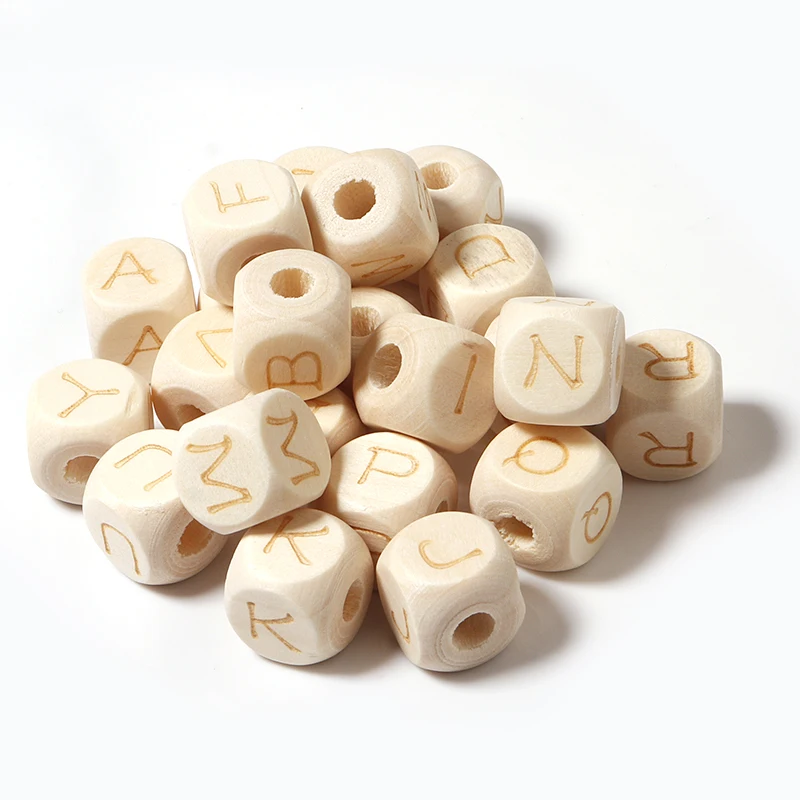 26pcs/Lot A-Z Square Letter Wood Beads Loose Alphabet Spacer Bead for DIY Crafts Kid\'s Toy Jewelry Making Handmade Accessories