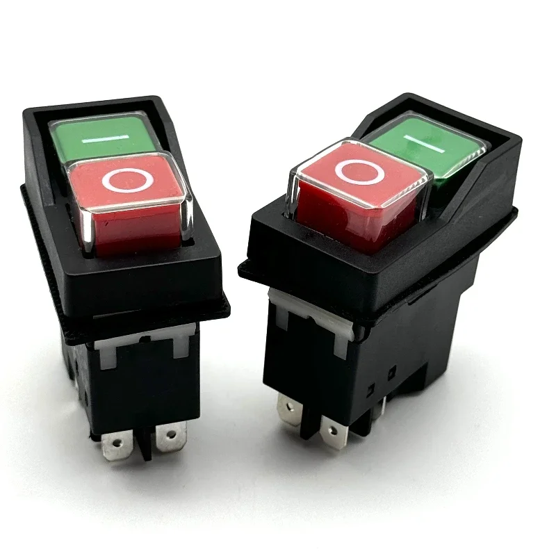 Interruptores de Botón Pulsador Electromagnéticos YH02-A de 4/5 Pines, 16A AC250V, IP55 Impermeables, para Máquinas y Herramientas de Jardín, Pueden Reemplazar a KJD17