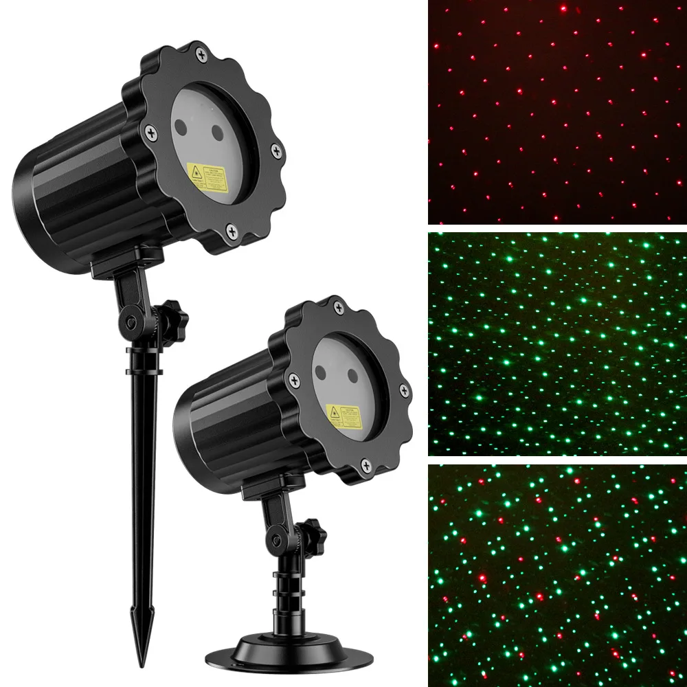 Dynamic Full Star LED String Light Red Green Laser Christmas Pattern Outdoor Stage Projection Remote Control Firefly Effect