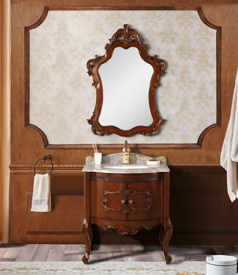 

European Style Solid Wood Luxury Bedroom Set Eco-Friendly Floor Mounted Cabinet For Hotel & Villa Use Bathroom Vanities