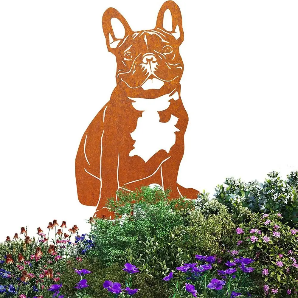 Durable Robust Rusty Dog Ornaments iron Blickfang Dog Statue Weatherproof Garde Ornaments