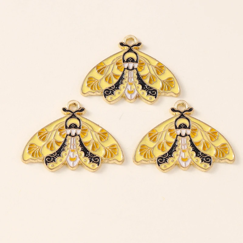 Leslie 10 Stück schöne Emaille-Insektenblume, Mond, Stern, Motte, Schmetterling, Charms für Ohrringe, Halskette, Schmuckherstellung, Zubehör – Detail 4