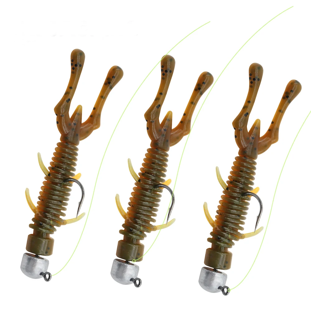 ESFISHING New Hot Sale Worm Monster Shrimp 60mm1.8g Soft Silicone Bait Injection Scent Salts For Fishing Lures