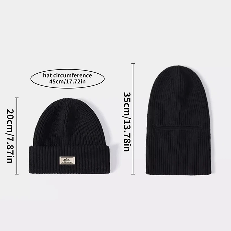 2-in-1 Wintermütze für Damen und Herren, warme Strickmütze mit Vollgesichtsschutz, Skimütze, Outdoor-Fahrrad-Ohrenschutzkappe, kältebeständig, atmungsaktive Maske – Detail 8