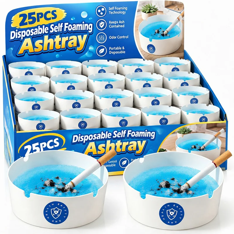25PCS Disposable Foam Ashtray Remove Odor Ashtray Disposable Paper Ash Tray Cigarette Paper Ash Absorber for Home Bars Hotels