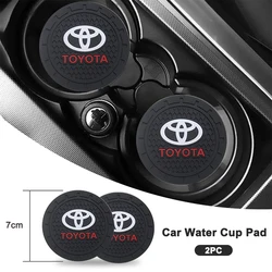 2Pcs Car Coasters Water Cup Slots Non-Slip Mats Waterproof Water Cup Mat Drink Pads for Toyota Avensis t25 t27 Auto Accessories