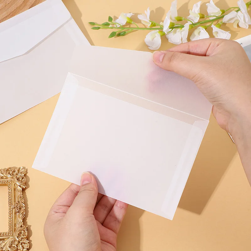 50pcs/Lots Blank Translucent Envelope for Invitations 17.5x12.5cm Postcards Thicken Sulfuric Acid 135GSM Paper Wedding Business