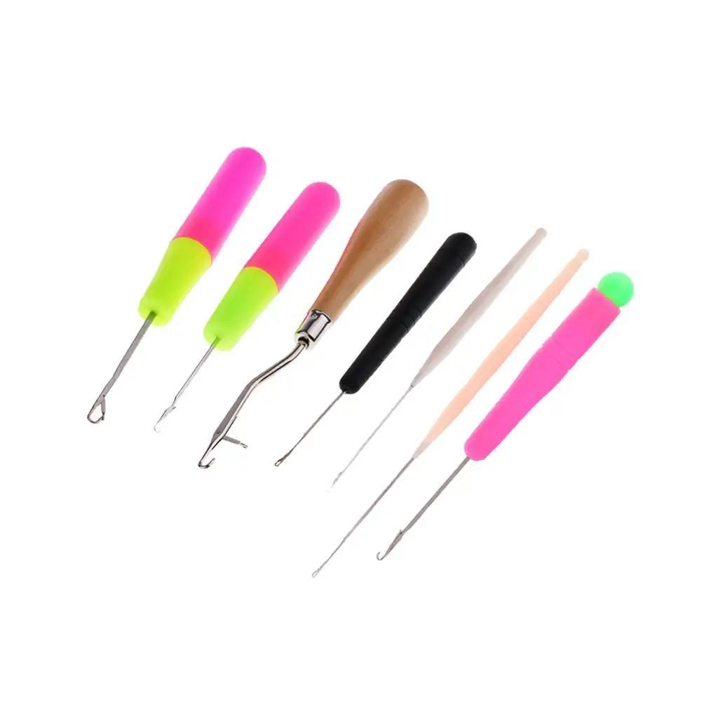 Crochet Latch Hook Craft Kit Plastic and Iron Hair Weaving Micro Braids Tool for Carpet Making and Repairs