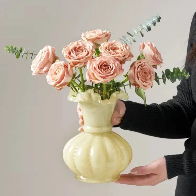 

Украшение вазы для гостиной, уход за водой, цветочная композиция, высококачественная легкая роскошная стеклянная креативная простая ваза