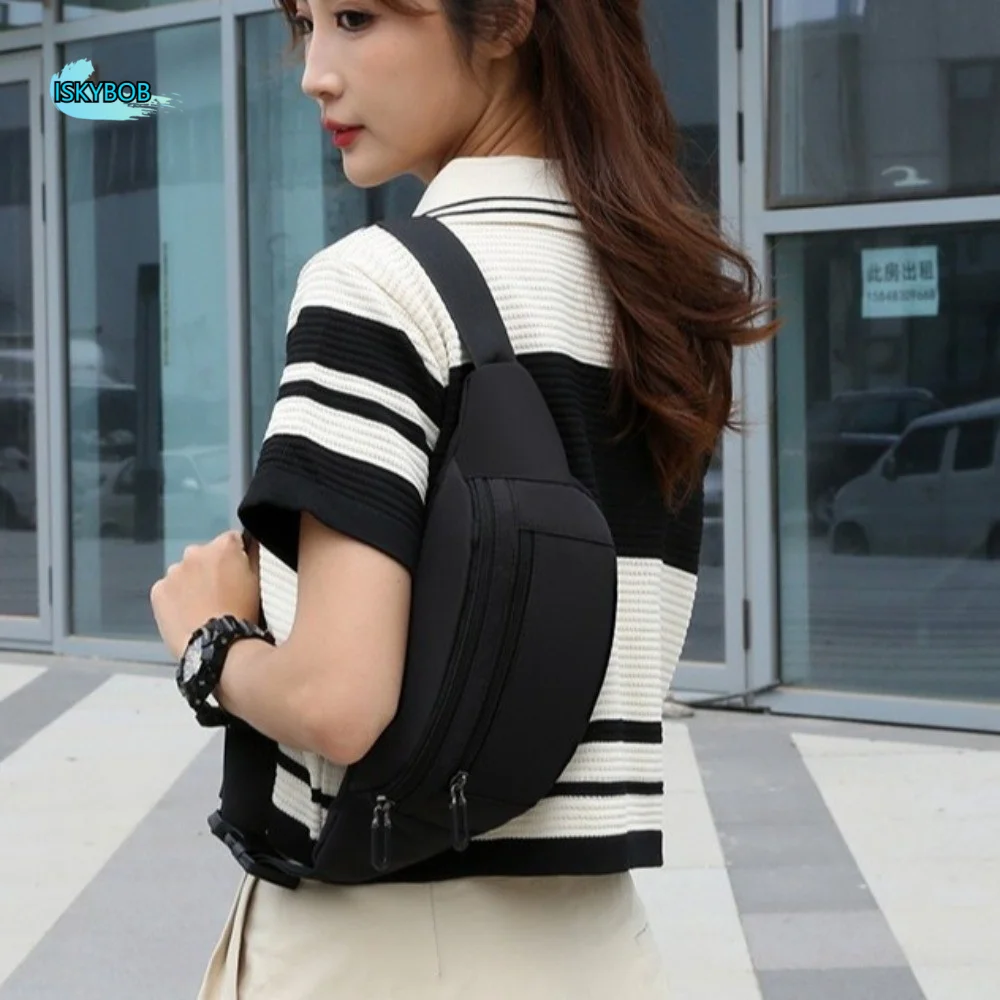 

Solid Color Oxford Waist Bag Large Capacity Waterproof Sports Fanny Pack Multifunctional Lightweight Mobile Phone Bag Hiking