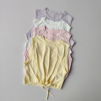 Costume de Yoga pour femmes, gilet de sport ample et respirant, T-shirt d'été, course à pied, entraînement, sensation haut de gamme, costume de Fitness