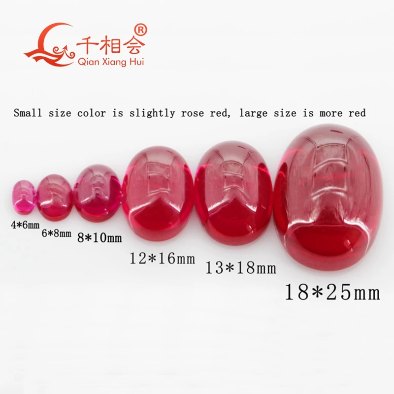

oval shape flat back cabochon 2*3mm to 20*30mm lab grown ruby normal red color corundum loose gem stone